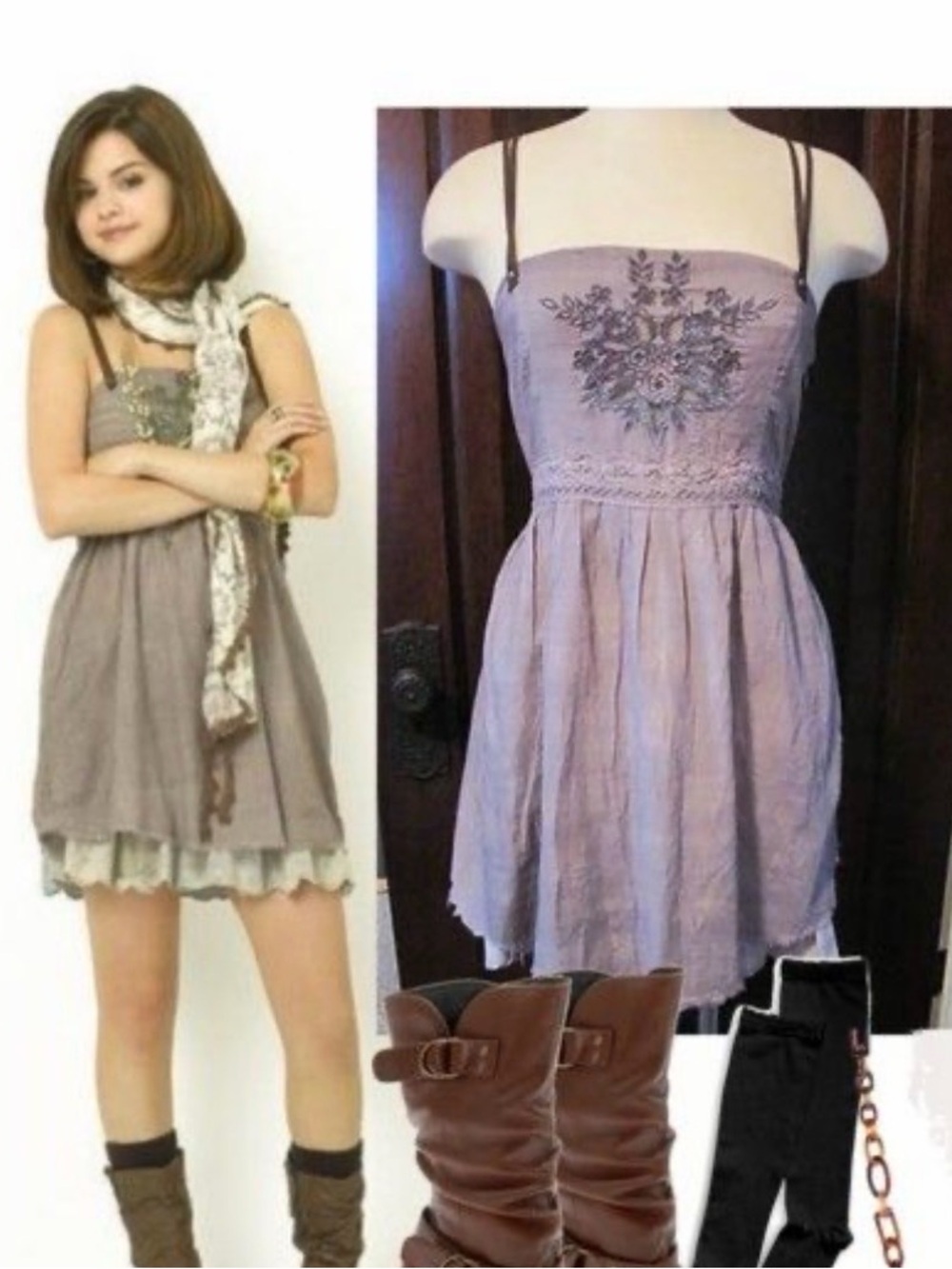 Free People Y2K ASO Selena Gomez as Alex Russo Patras Embroidered Dress Size 4